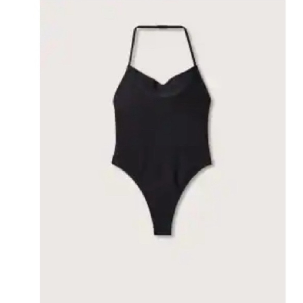 Mango one piece black swimsuit NWOT size S open back style
